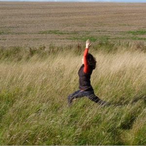 autumn yoga, warrior pose